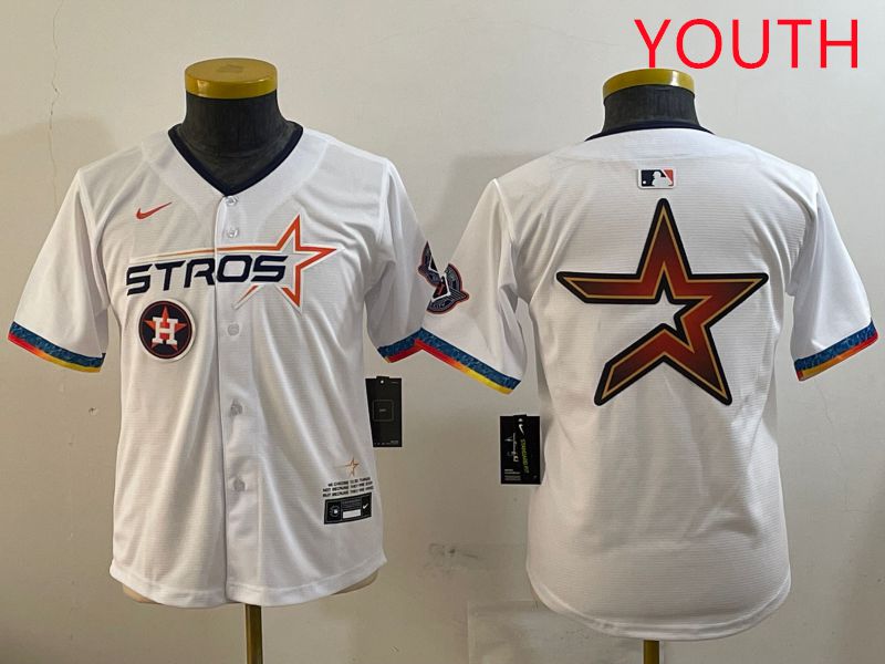 Youth Houston Astros Blank White Fourth generation Joint Name 2025 Nike MLB Jersey style 8->youth mlb jersey->Youth Jersey